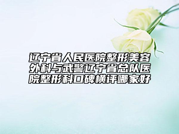 遼寧省人民醫(yī)院整形美容外科與武警遼寧省總隊(duì)醫(yī)院整形科口碑橫評(píng)哪家好