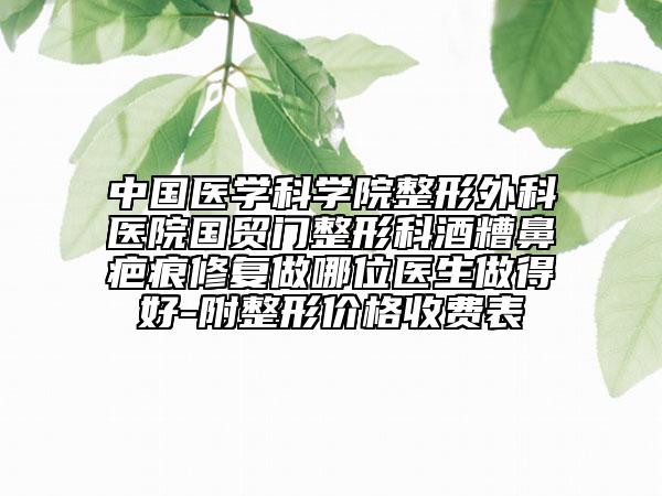中國醫(yī)學(xué)科學(xué)院整形外科醫(yī)院國貿(mào)門整形科酒糟鼻疤痕修復(fù)做哪位醫(yī)生做得好-附整形價格收費表