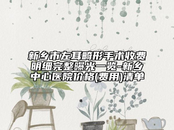 新鄉(xiāng)市左耳畸形手術(shù)收費(fèi)明細(xì)完整曝光一覽-新鄉(xiāng)中心醫(yī)院價格(費(fèi)用)清單