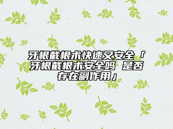 牙根截根術快速又安全「牙根截根術安全嗎 是否存在副作用」