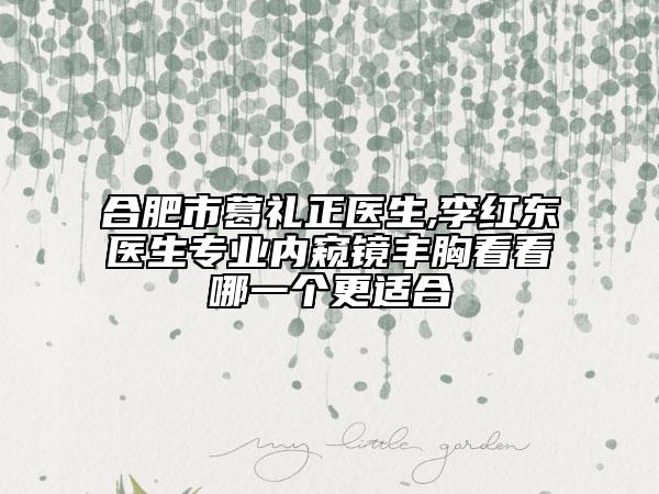 合肥市葛禮正醫(yī)生,李紅東醫(yī)生專業(yè)內(nèi)窺鏡豐胸看看哪一個(gè)更適合