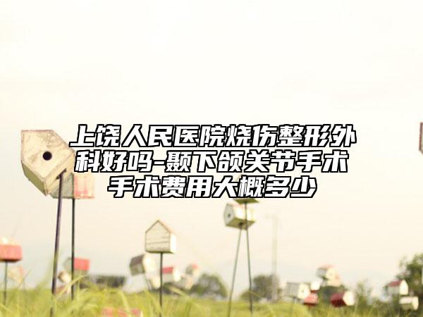 上饒人民醫(yī)院燒傷整形外科好嗎-顳下頜關(guān)節(jié)手術(shù)手術(shù)費(fèi)用大概多少