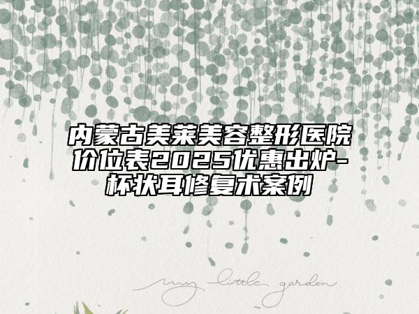 內(nèi)蒙古美萊美容整形醫(yī)院價位表2025優(yōu)惠出爐-杯狀耳修復(fù)術(shù)案例
