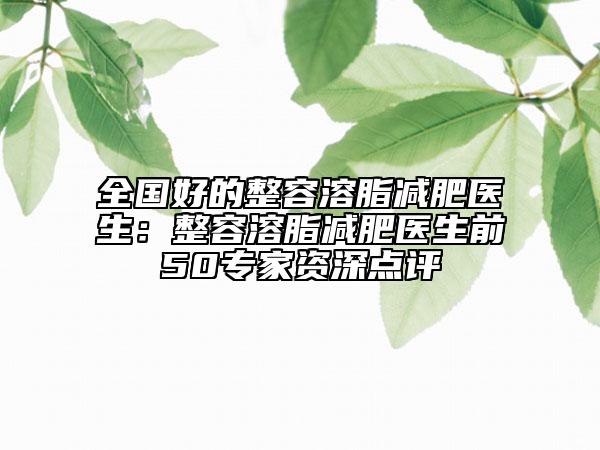 全國好的整容溶脂減肥醫(yī)生：整容溶脂減肥醫(yī)生前50專家資深點(diǎn)評(píng)