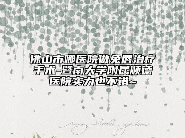 佛山市哪醫(yī)院做兔唇治療手術(shù)-暨南大學(xué)附屬順德醫(yī)院實(shí)力也不錯(cuò)~