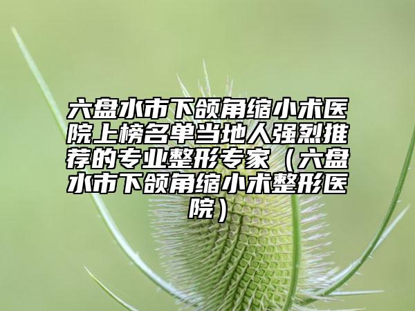 六盤水市下頜角縮小術(shù)醫(yī)院上榜名單當(dāng)?shù)厝藦?qiáng)烈推薦的專業(yè)整形專家（六盤水市下頜角縮小術(shù)整形醫(yī)院）