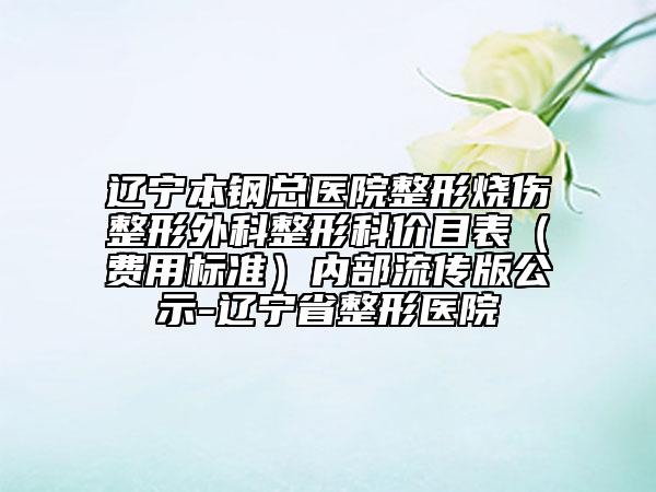 遼寧本鋼總醫(yī)院整形燒傷整形外科整形科價(jià)目表（費(fèi)用標(biāo)準(zhǔn)）內(nèi)部流傳版公示-遼寧省整形醫(yī)院