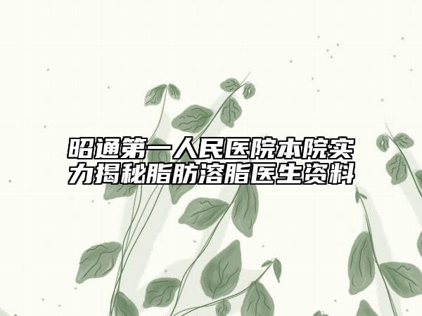 昭通第一人民醫(yī)院本院實(shí)力揭秘脂肪溶脂醫(yī)生資料