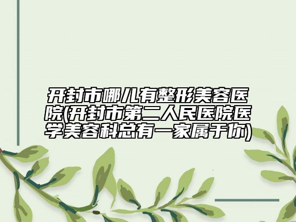 開封市哪兒有整形美容醫(yī)院(開封市第二人民醫(yī)院醫(yī)學(xué)美容科總有一家屬于你)