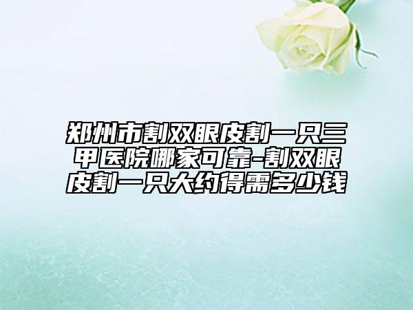 鄭州市割雙眼皮割一只三甲醫(yī)院哪家可靠-割雙眼皮割一只大約得需多少錢