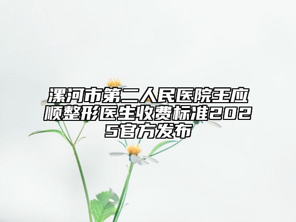 漯河市第二人民醫(yī)院王應(yīng)順整形醫(yī)生收費標(biāo)準(zhǔn)2025官方發(fā)布