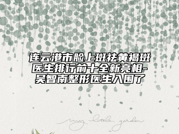 連云港市臉上斑祛黃褐斑醫(yī)生排行前十全新亮相-吳智南整形醫(yī)生入圍了