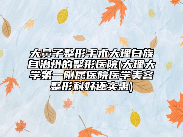 大鼻子整形手術(shù)大理白族自治州的整形醫(yī)院(大理大學(xué)第一附屬醫(yī)院醫(yī)學(xué)美容整形科好還實(shí)惠)