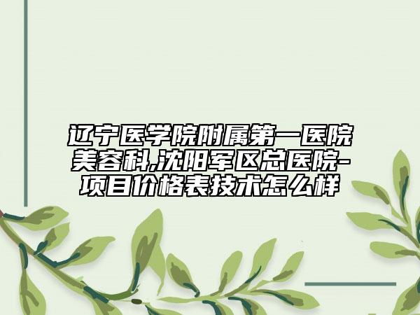 遼寧醫(yī)學(xué)院附屬第一醫(yī)院美容科,沈陽軍區(qū)總醫(yī)院-項(xiàng)目價(jià)格表技術(shù)怎么樣