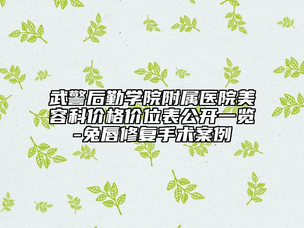 武警后勤學(xué)院附屬醫(yī)院美容科價(jià)格價(jià)位表公開(kāi)一覽-兔唇修復(fù)手術(shù)案例