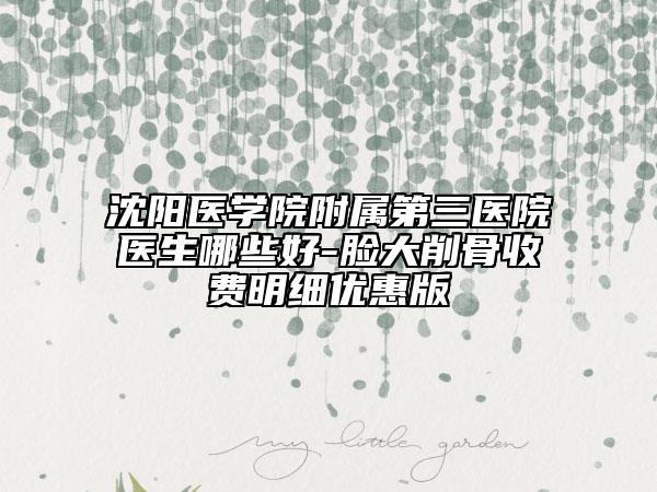 沈陽醫(yī)學院附屬第三醫(yī)院醫(yī)生哪些好-臉大削骨收費明細優(yōu)惠版