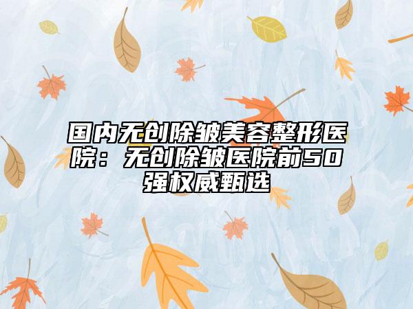 國內(nèi)無創(chuàng)除皺美容整形醫(yī)院：無創(chuàng)除皺醫(yī)院前50強權(quán)威甄選