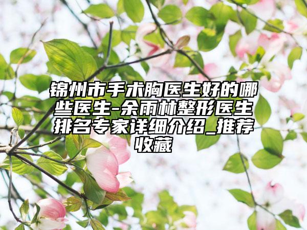 錦州市手術(shù)胸醫(yī)生好的哪些醫(yī)生-余雨林整形醫(yī)生排名專家詳細介紹_推薦收藏