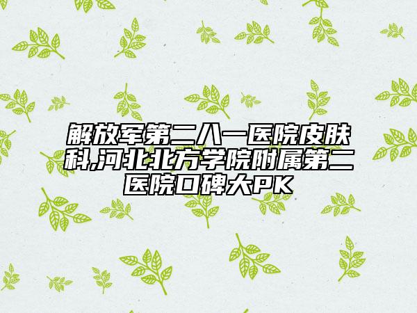 解放軍第二八一醫(yī)院皮膚科,河北北方學(xué)院附屬第二醫(yī)院口碑大PK