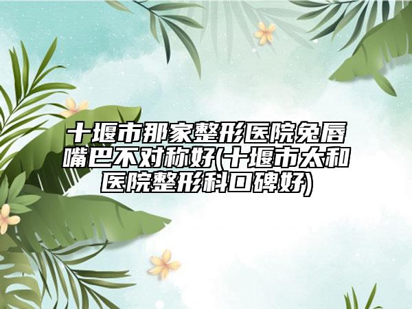 十堰市那家整形醫(yī)院兔唇嘴巴不對稱好(十堰市太和醫(yī)院整形科口碑好)