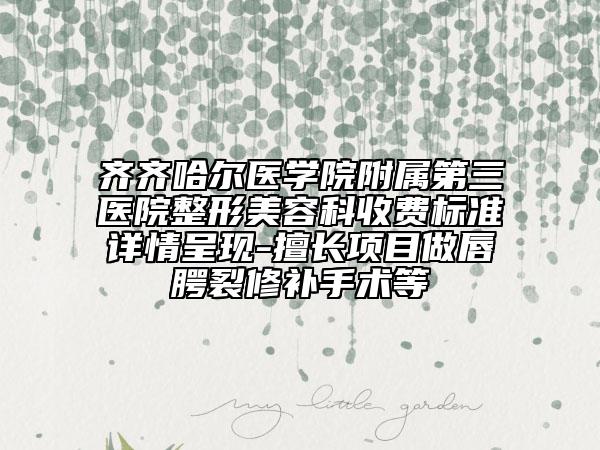 齊齊哈爾醫(yī)學(xué)院附屬第三醫(yī)院整形美容科收費(fèi)標(biāo)準(zhǔn)詳情呈現(xiàn)-擅長(zhǎng)項(xiàng)目做唇腭裂修補(bǔ)手術(shù)等