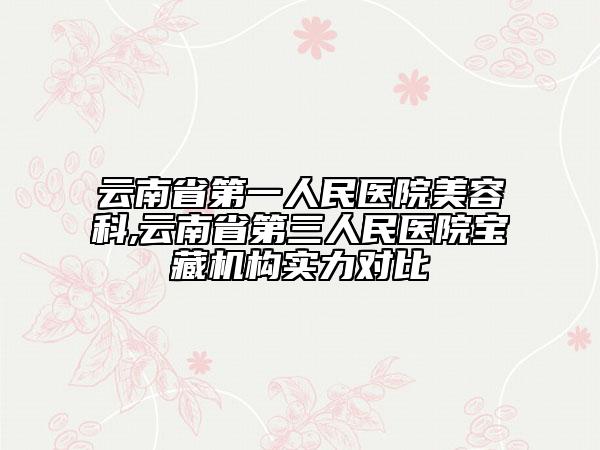 云南省第一人民醫(yī)院美容科,云南省第三人民醫(yī)院寶藏機構(gòu)實力對比