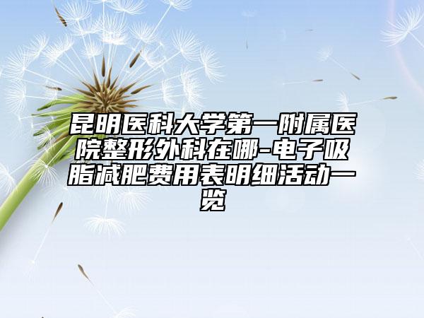 昆明醫(yī)科大學(xué)第一附屬醫(yī)院整形外科在哪-電子吸脂減肥費(fèi)用表明細(xì)活動(dòng)一覽