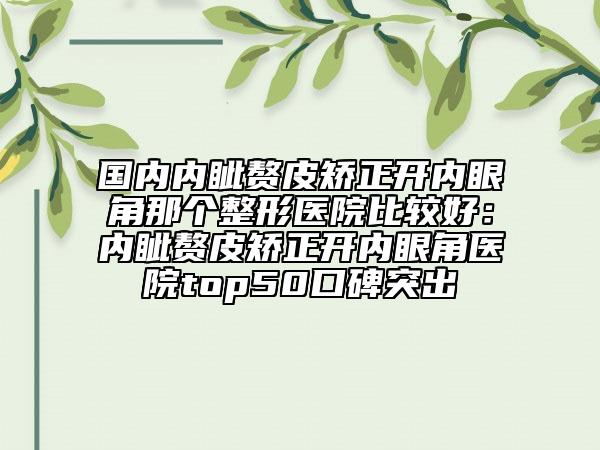 國內內眥贅皮矯正開內眼角那個整形醫(yī)院比較好：內眥贅皮矯正開內眼角醫(yī)院top50口碑突出
