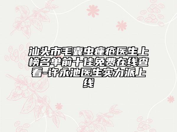 汕頭市毛囊蟲(chóng)痤瘡醫(yī)生上榜名單前十佳免費(fèi)在線查看-許永池醫(yī)生實(shí)力派上線