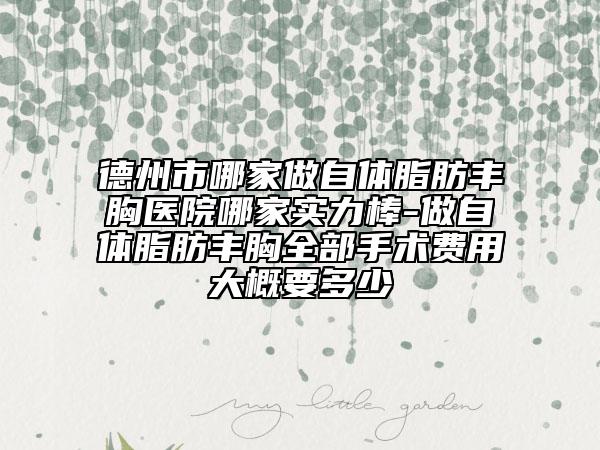 德州市哪家做自體脂肪豐胸醫(yī)院哪家實(shí)力棒-做自體脂肪豐胸全部手術(shù)費(fèi)用大概要多少