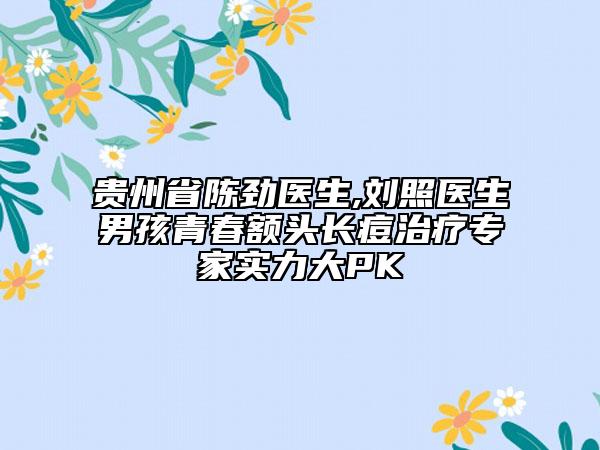 貴州省陳勁醫(yī)生,劉照醫(yī)生男孩青春額頭長(zhǎng)痘治療專家實(shí)力大PK