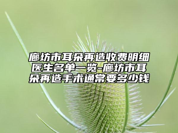 廊坊市耳朵再造收費(fèi)明細(xì)醫(yī)生名單一覽-廊坊市耳朵再造手術(shù)通常要多少錢(qián)