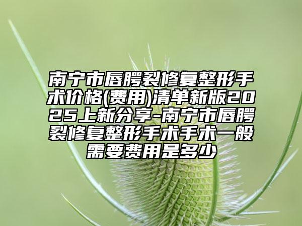 南寧市唇腭裂修復(fù)整形手術(shù)價(jià)格(費(fèi)用)清單新版2025上新分享-南寧市唇腭裂修復(fù)整形手術(shù)手術(shù)一般需要費(fèi)用是多少