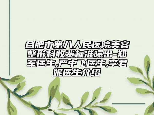 合肥市第八人民醫(yī)院美容整形科收費(fèi)標(biāo)準(zhǔn)曝出-鄭軍醫(yī)生,嚴(yán)中飛醫(yī)生,李君妮醫(yī)生介紹