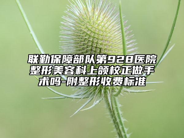 聯(lián)勤保障部隊第928醫(yī)院整形美容科上頜校正做手術嗎-附整形收費標準