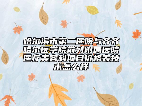 哈爾濱市第二醫(yī)院與齊齊哈爾醫(yī)學(xué)院前列附屬醫(yī)院醫(yī)療美容科項目價格表技術(shù)怎么樣