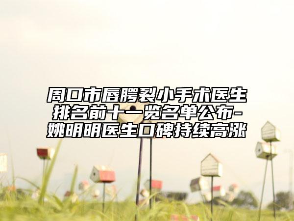 周口市唇腭裂小手術(shù)醫(yī)生排名前十一覽名單公布-姚明明醫(yī)生口碑持續(xù)高漲