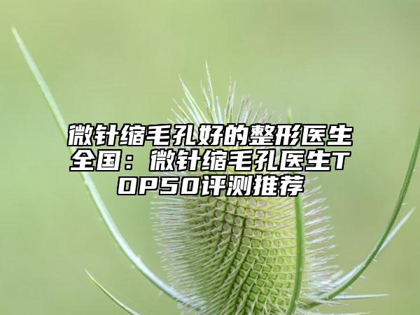 微針縮毛孔好的整形醫(yī)生全國：微針縮毛孔醫(yī)生TOP50評測推薦