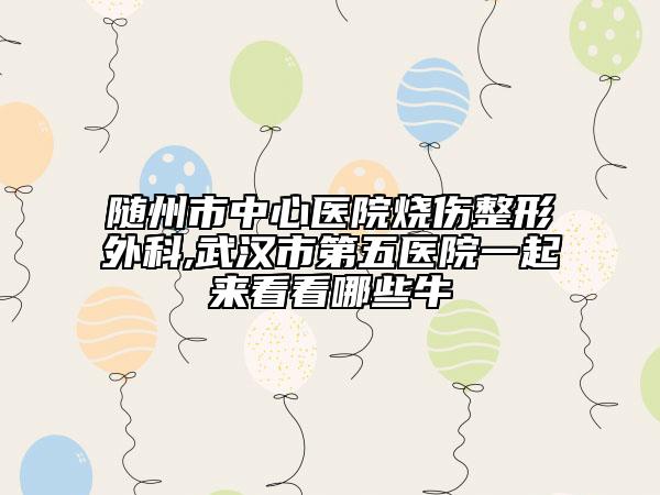 隨州市中心醫(yī)院燒傷整形外科,武漢市第五醫(yī)院一起來看看哪些牛