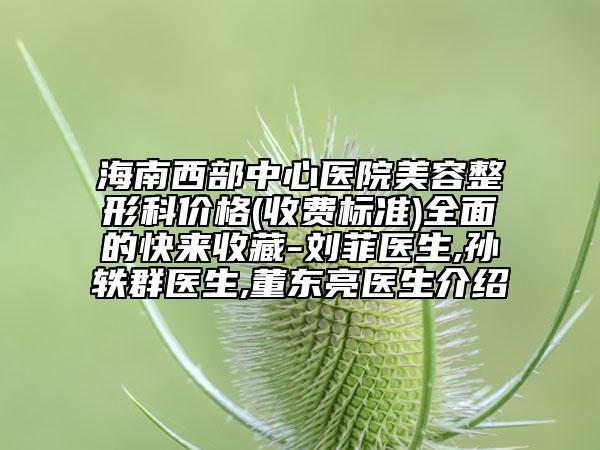 海南西部中心醫(yī)院美容整形科價(jià)格(收費(fèi)標(biāo)準(zhǔn))全面的快來(lái)收藏-劉菲醫(yī)生,孫軼群醫(yī)生,董東亮醫(yī)生介紹