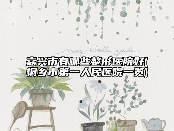 嘉興市有哪些整形醫(yī)院好(桐鄉(xiāng)市第一人民醫(yī)院一覽)