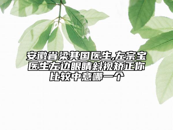 安徽省梁其國醫(yī)生,左宗寶醫(yī)生左邊眼睛斜視矯正你比較中意哪一個