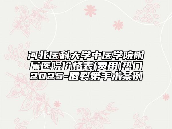 河北醫(yī)科大學(xué)中醫(yī)學(xué)院附屬醫(yī)院價(jià)格表(費(fèi)用)熱門2025-唇裂第手術(shù)案例
