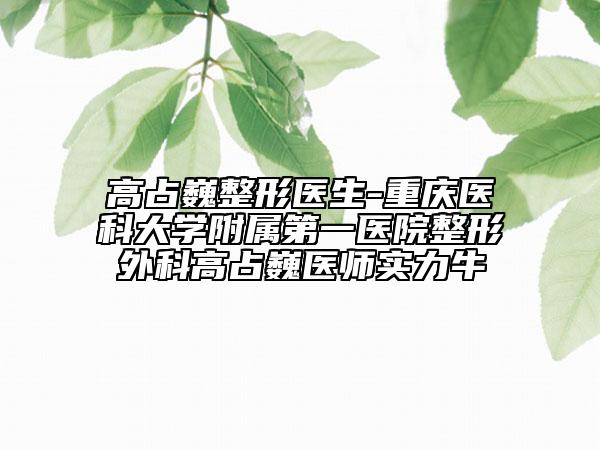 高占巍整形醫(yī)生-重慶醫(yī)科大學(xué)附屬第一醫(yī)院整形外科高占巍醫(yī)師實力牛