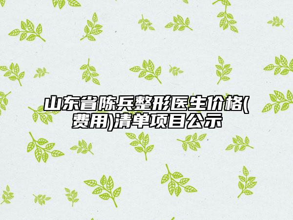 山東省陳兵整形醫(yī)生價(jià)格(費(fèi)用)清單項(xiàng)目公示