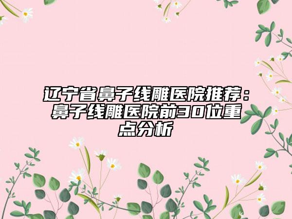 遼寧省鼻子線雕醫(yī)院推薦:鼻子線雕醫(yī)院前30位重點分析