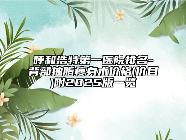 呼和浩特第一醫(yī)院排名-背部抽脂瘦身術(shù)價(jià)格(價(jià)目)附2025版一覽