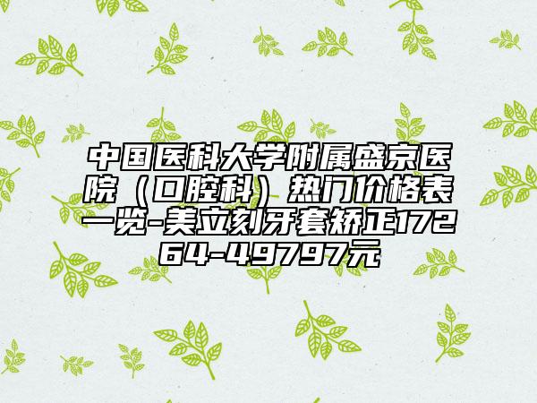 中國醫(yī)科大學(xué)附屬盛京醫(yī)院（口腔科）熱門價格表一覽-美立刻牙套矯正17264-49797元