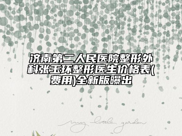 濟(jì)南第二人民醫(yī)院整形外科張玉環(huán)整形醫(yī)生價(jià)格表(費(fèi)用)全新版曝出