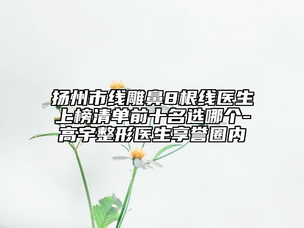 揚州市線雕鼻8根線醫(yī)生上榜清單前十名選哪個-高宇整形醫(yī)生享譽圈內(nèi)